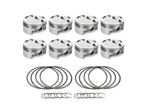 Piston - AutoTec - Dished - Forged - 4.030 in Bore - 1.5 x 1.5 x 3.0 mm Ring Grooves - Minus 18.90 cc - Small Block Chevy - Set of 8