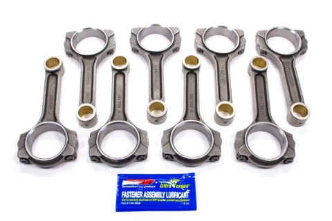 Connecting Rod - Pro Series - I Beam - 6.200 in Long - Bushed - 7/16 in Cap Screws - 8740 Bolt - Forged - Steel - Small Block Chevy - Set of 8