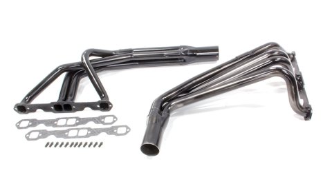 Headers - IMCA Modified - 1.625 in Primary - 3 in Collector - Gaskets / Hardware Included - Steel - Black Paint - Small Block Chevy - Pair