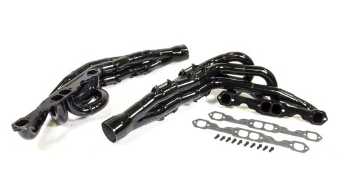 Headers - Conventional Crossover Tri-Y - 1.75 to 1.875 to 2 in Primary - 3.5 in Collector - Gaskets / Hardware Included - Steel - Black Paint - Small Block Chevy - Pair thumbnail 1
