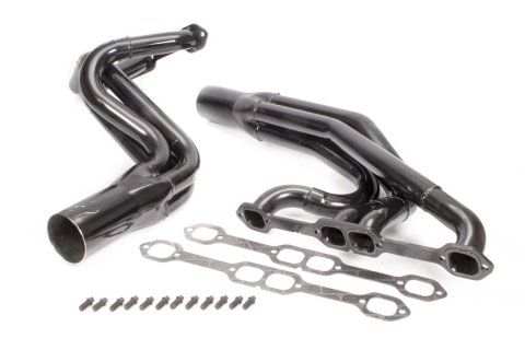 Headers - Dirt Late Model - 1.75 to 1.875 in Primary - 3.5 in Collector - Gaskets / Hardware Included - Steel - Black Paint - Small Block Chevy - Pair thumbnail 2