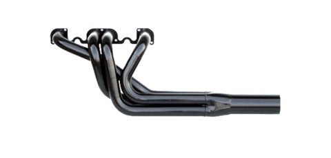 Headers - Conventional Crossover - 1.5 to 1.625 in Primary - 3 in Collector - Gaskets / Hardware Included - Steel - Black Paint - Small Block Chevy - Pair
