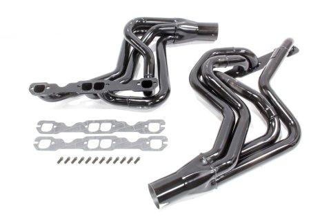 Headers - Street Stock - 1.625 to 1.75 in Primary - 3 in Collector - Gaskets / Hardware Included - Steel - Black Paint - Small Block Chevy - GM A-Body / F-Body / G-Body - Pair