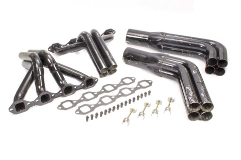 Headers - IMCA Modified - 1.75 to 1.875 in Primary - 3.5 in Collector - Gaskets / Hardware Included - Steel - Black Paint - Small Block Ford - Kit