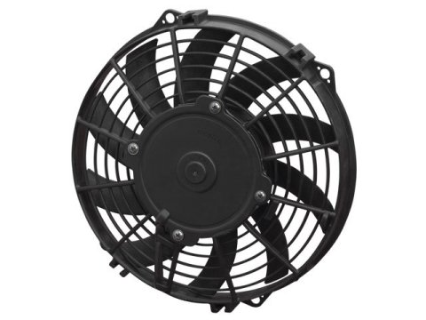 Electric Cooling Fan - Low Profile - 9 in Fan - Puller - 625 CFM - 12V - Curved Blade - 9.688 in Square - 2 in Thick - Plastic - Each thumbnail 1