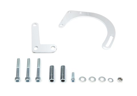 Alternator Bracket - Driver Side - Low Mount - Block Mount - Steel - Chrome - Short Water Pump - Small Block Chevy - Kit