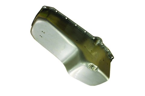 Engine Oil Pan - Rear Sump - 4 qt - Stock Depth - Steel - Natural - 2-Piece Seal - Small Block Chevy - Each