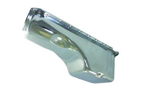 Engine Oil Pan - Rear Sump - 4 qt - Stock Depth - Steel - Chrome - 2-Piece Seal - Big Block Chevy - Each
