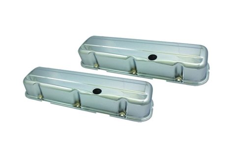 Valve Cover - Tall - Baffled - Breather Holes - Steel - Chrome - Big Block Chevy - Pair