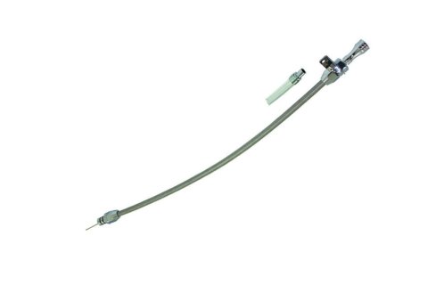 Transmission Dipstick - Flexible - Transmission Mount - OEM Length - Braided Stainless - Aluminum - Chrome - Powerglide - Each