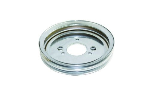 Crankshaft Pulley - V-Belt - 2 Groove - 7.594 in Diameter - Steel - Chrome - Short Water Pump - Big Block Chevy - Each