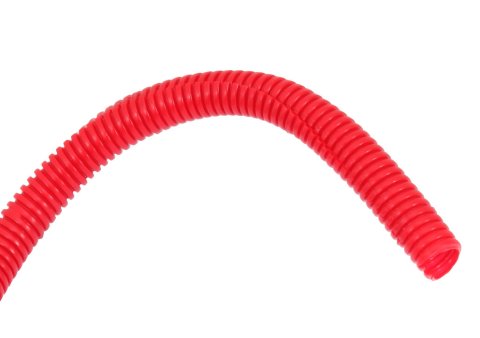 Convoluted Tubing - 3/8 in Diameter - 8 ft - Plastic - Red - Each