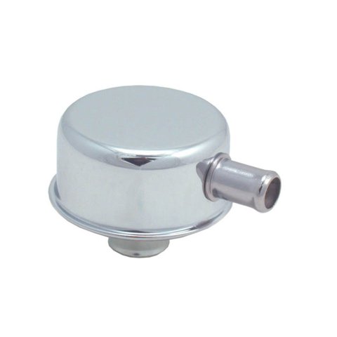 Breather - Push-In - Round - 1-1/4 in Hole - 5/8 in Hose Barb Fitting - Steel - Chrome - Each