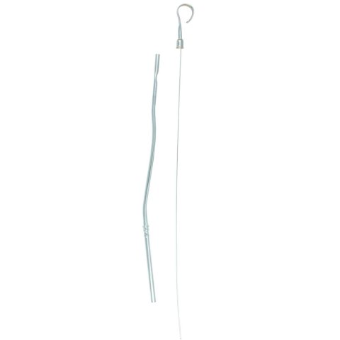 Engine Oil Dipstick - Solid Tube - Block Mount - 19.5 in Long - Steel - Chrome - Oldsmobile V8 - Each