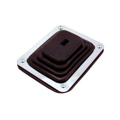 Shifter Boot - 5 in x 4 in Base - Square Boot - Rubber / Steel - Black / Chrome - Universal - Each