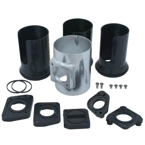 Intake Tube Adapter - Mass Air Sensor to 3 in Tube - Calibration Inserts - Aluminum - Polished - Universal - Kit thumbnail 1