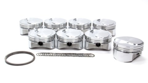 Piston - BBC Small Dome Profile - Forged - 4.530 in Bore - 1/16 x 1/16 x 3/16 in Ring Grooves - Plus 10.00 cc - Big Block Chevy - Set of 8 thumbnail 1