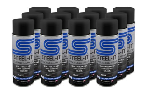 Paint - Stainless Steel in a Can - Urethane - Weldable - Non-Corrosive - Black - 12 oz Aerosol - Set of 12 thumbnail 1