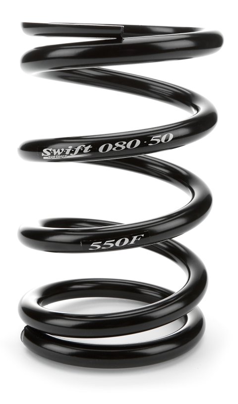 Coil Spring - Conventional - 5 in OD - 8 in Length - 550 lb/in Spring Rate - Front - Steel - Black Powder Coat - Each thumbnail 1