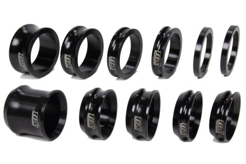 Axle Spacer Kit - Two 0.250 / Two 0.500 / One 0.750 / One 1.000 in Straight - Two 0.750 / Two 1.000 / One 2.000 in Tapered - Aluminum - Black Anodized - 1-7/8 in Mini Sprint Axle - Kit