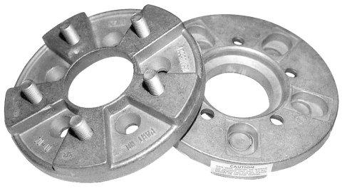 Wheel Adapter - 5 x 5.00 in Hub to 5 x 4.50 in Wheel - 1/2-20 in Stud Thread - 1 in Thick - Cast Aluminum - Pair