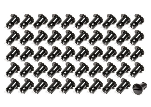 Quick Turn Fastener - Oval Head - Slotted - 7/16 x 0.500 in Body - Aluminum - Black Anodized - Set of 50