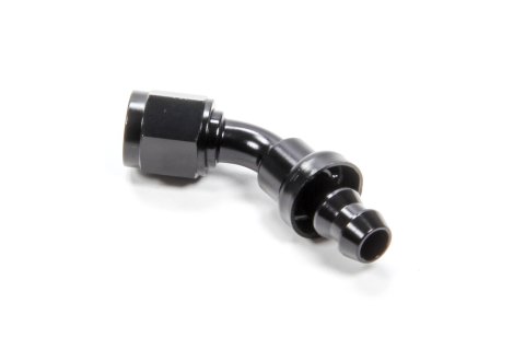 Fitting - Hose End - 45 Degree - 6 AN Hose Barb to 6 AN Female - Aluminum - Black Anodized - Each
