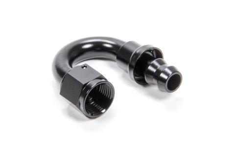 Fitting - Hose End - 180 Degree - 8 AN Hose Barb to 8 AN Female - Aluminum - Black Anodized - Each