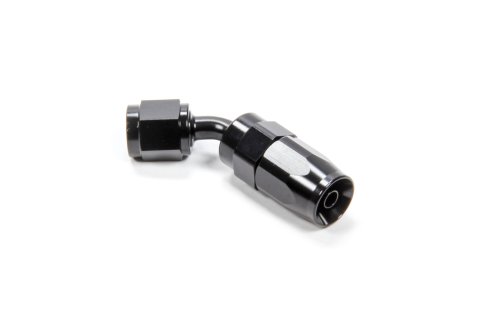 Fitting - Hose End - 45 Degree - 4 AN Hose to 4 AN Female - Swivel - Aluminum - Black Anodized - Each