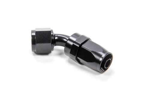 Fitting - Hose End - 45 Degree - 6 AN Hose to 6 AN Female - Swivel - Aluminum - Black Anodized - Each thumbnail 1