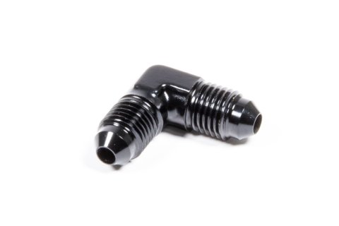 Fitting - Adapter - 90 Degree - 4 AN Male to 4 AN Male - Aluminum - Black Anodized - Each