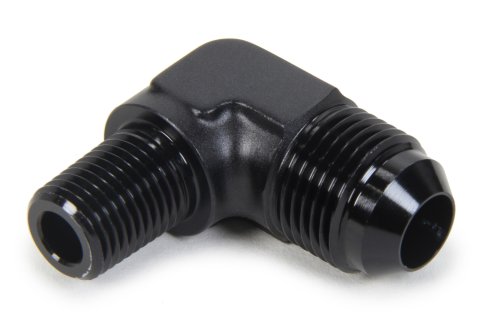 Fitting - Adapter - 90 Degree - 8 AN Male to 3/8 in NPT Male - Aluminum - Black Anodized - Each