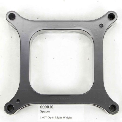 Carburetor Spacer - Lightweight - 1 in Thick - Open - Square Bore - Aluminum - Black Anodized - Each thumbnail 1