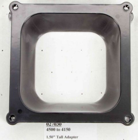 Carburetor Adapter - 1.5 in Thick - Open - Square Bore to Dominator - Aluminum - Black Anodized - Each thumbnail 1