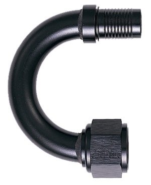 Fitting - Hose End - 180 Degree - 12 AN Hose Barb to 12 AN Female - Aluminum - Black Anodized - Each