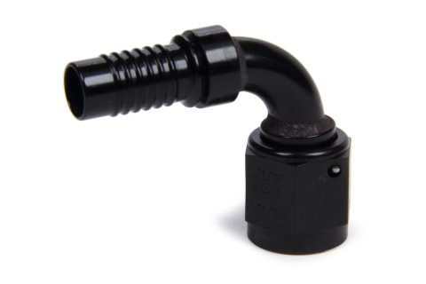 Fitting - Hose End - HS-79 - 90 Degree - 6 AN Hose Crimp to 6 AN Female - Aluminum - Black Anodized - Each