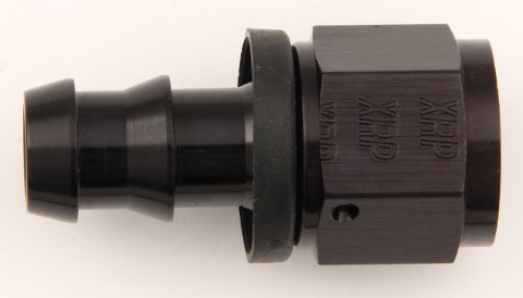 Fitting - Hose End - Push-On - Straight - 6 AN Hose Barb to 6 AN Female - Aluminum - Black Anodized - Each