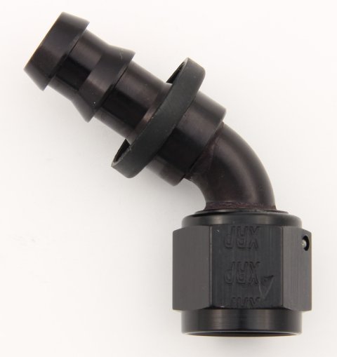 Fitting - Hose End - Push-On - 60 Degree - 12 AN Hose Barb to 12 AN Female - Aluminum - Black Anodized - Each