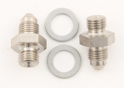Fitting - Adapter - Straight - 3 AN Male to 3/8-24 in Male Crush Washer Seal - Steel - Nickel Plated - Pair