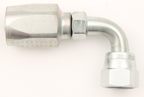 Fitting - Hose End - 90 Degree - 6 AN Hose to 9/16-18 in Female - Natural - Steel - Each