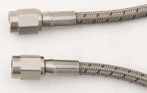 AN Hose Assembly - 50 in Long - 4 AN Hose - 4 AN Straight Female to 4 AN Straight Female - Braided Stainless - PTFE Lined - Each