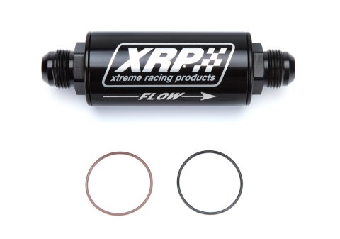 Oil Filter - 70 Series - In-Line - 12 AN Inlet - 12 AN Outlet - 6.6 in Length - Requires Filter - Aluminum - Black Anodized - Each thumbnail 1