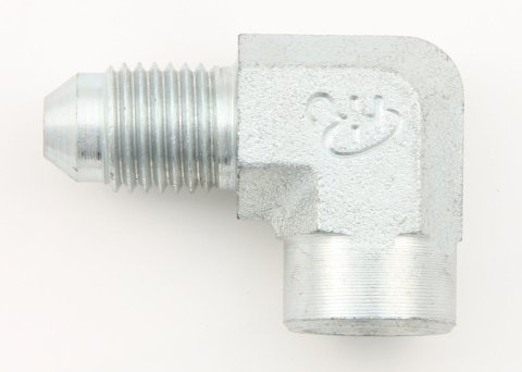 Fitting - Adapter - 90 Degree - 1/8 in NPT Female to 4 AN Male - Steel - Zinc Oxide - Each