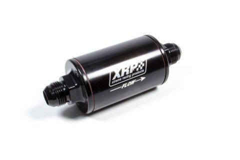 Oil Filter - In-Line - 12 AN Inlet - 12 AN Outlet - 6.6 in Length - Requires Filter - Aluminum - Black Anodized - Each