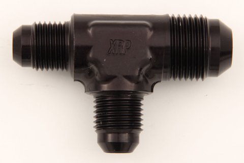 Fitting - Adapter Tee - 6 AN Male x 8 AN Male x 6 AN Male - Aluminum - Black Anodized - Each