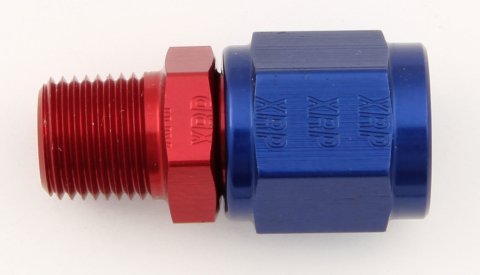 Fitting - Adapter - Straight - 6 AN Female Swivel to 1/4 in NPT Male - Aluminum - Blue / Red Anodized - Each