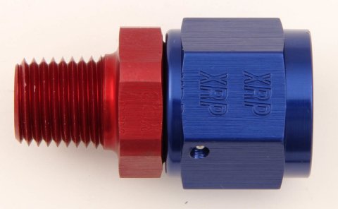 Fitting - Adapter - Straight - 6 AN Female Swivel to 3/8 in NPT Male - Aluminum - Blue / Red Anodized - Each