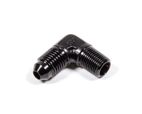 Fitting - Adapter - 90 Degree - 4 AN Male to 1/8 in NPT Male - Aluminum - Black Anodized - Each thumbnail 1