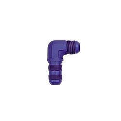 Fitting - Bulkhead - 90 Degree - 3 AN Male to 3 AN Male Bulkhead - Aluminum - Blue Anodized - Each