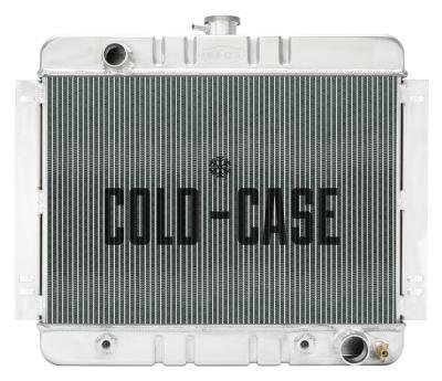 Radiator and Fan - 22.35 in W x 20.7 in H x 3 in D - Driver Side Inlet - Passenger Side Outlet - Aluminum - Polished - Automatic - GM X-Body 1962-67 - Kit